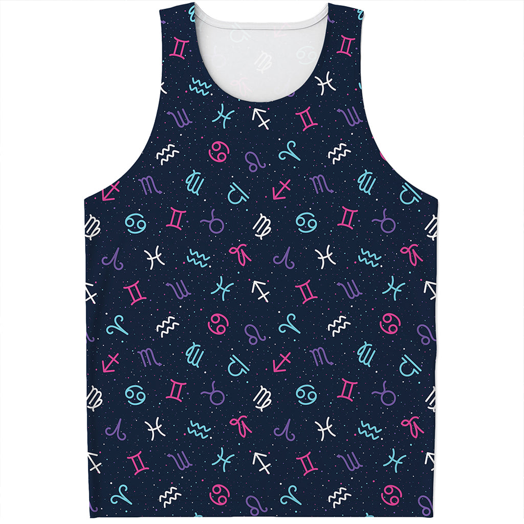 Colorful Zodiac Symbols Pattern Print Men's Tank Top