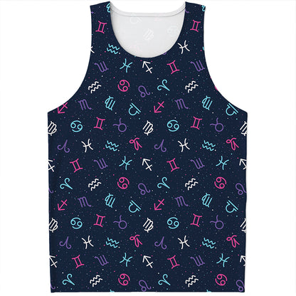 Colorful Zodiac Symbols Pattern Print Men's Tank Top