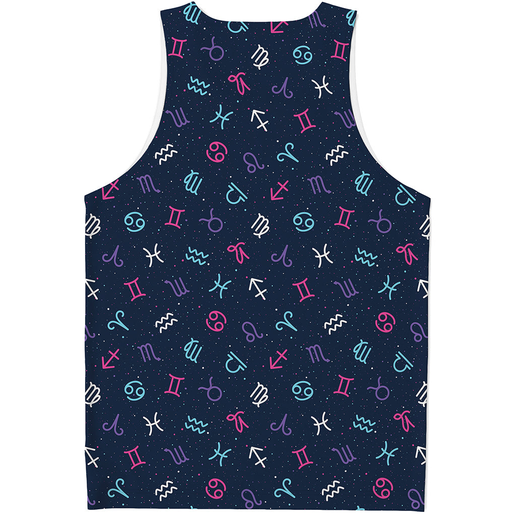 Colorful Zodiac Symbols Pattern Print Men's Tank Top