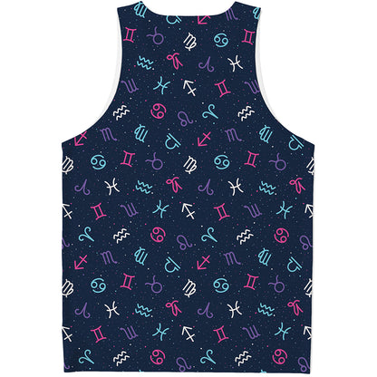 Colorful Zodiac Symbols Pattern Print Men's Tank Top