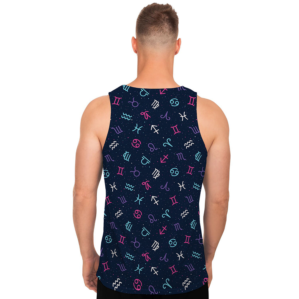 Colorful Zodiac Symbols Pattern Print Men's Tank Top