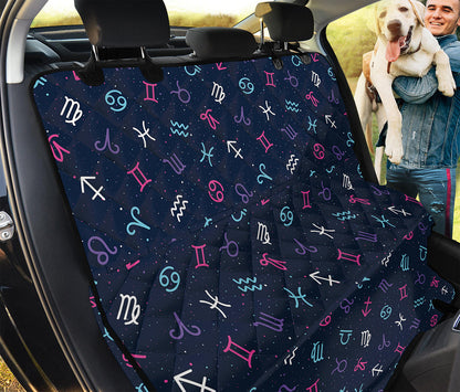 Colorful Zodiac Symbols Pattern Print Pet Car Back Seat Cover