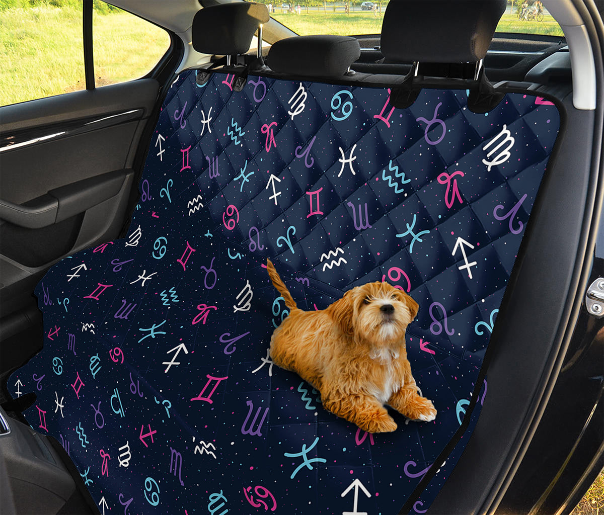 Colorful Zodiac Symbols Pattern Print Pet Car Back Seat Cover