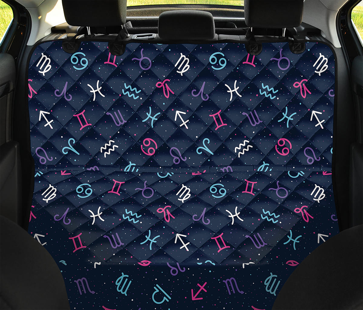 Colorful Zodiac Symbols Pattern Print Pet Car Back Seat Cover