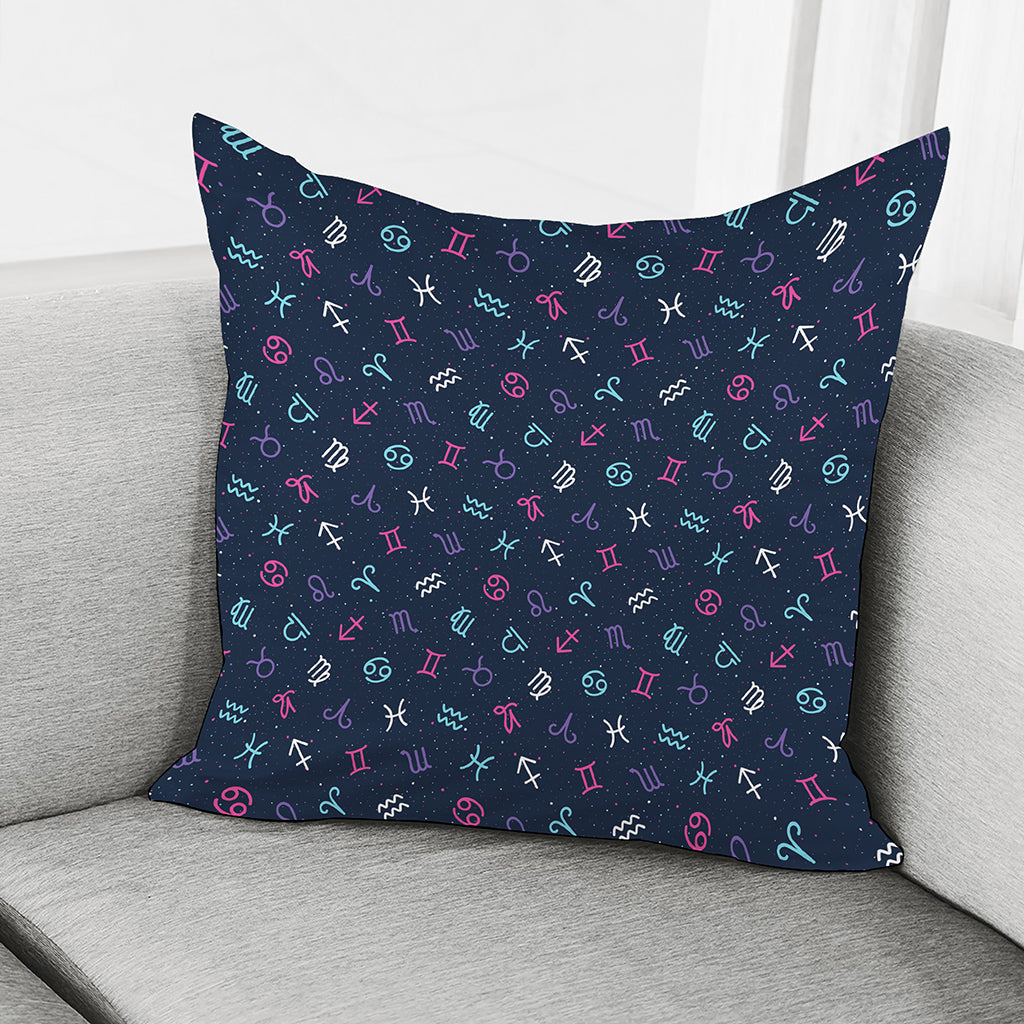 Colorful Zodiac Symbols Pattern Print Pillow Cover