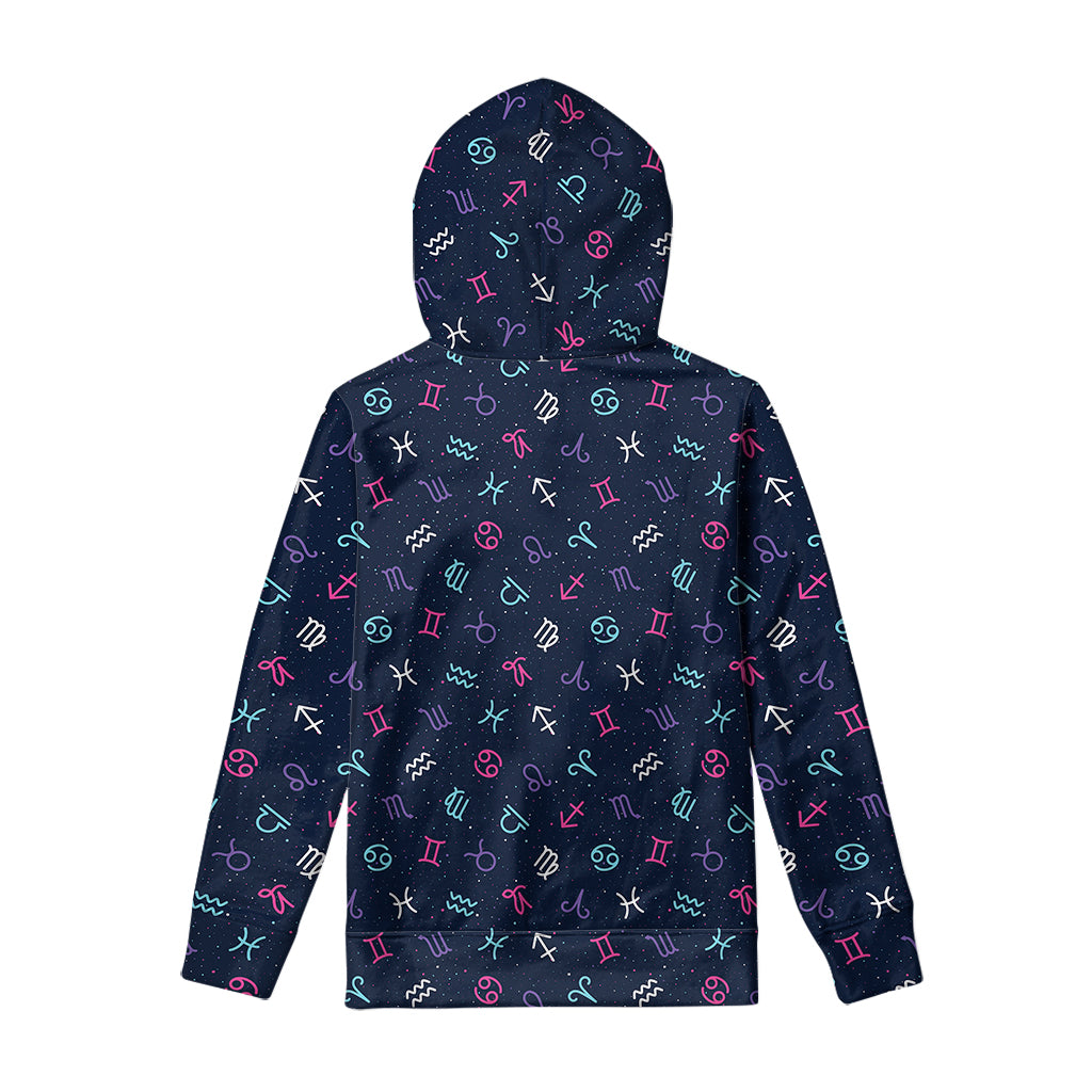 Colorful Zodiac Symbols Pattern Print Pullover Hoodie