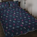 Colorful Zodiac Symbols Pattern Print Quilt Bed Set
