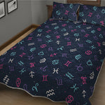 Colorful Zodiac Symbols Pattern Print Quilt Bed Set