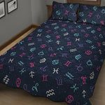 Colorful Zodiac Symbols Pattern Print Quilt Bed Set