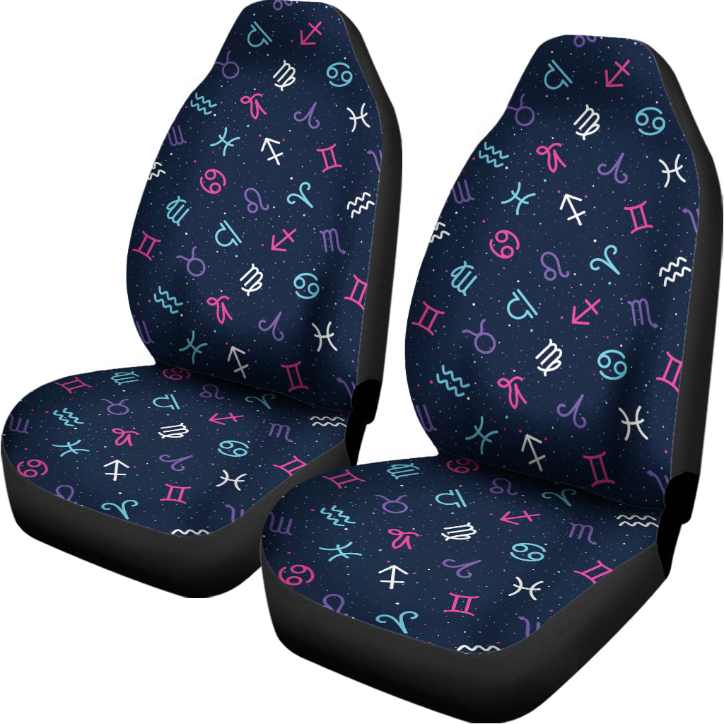 Colorful Zodiac Symbols Pattern Print Universal Fit Car Seat Covers