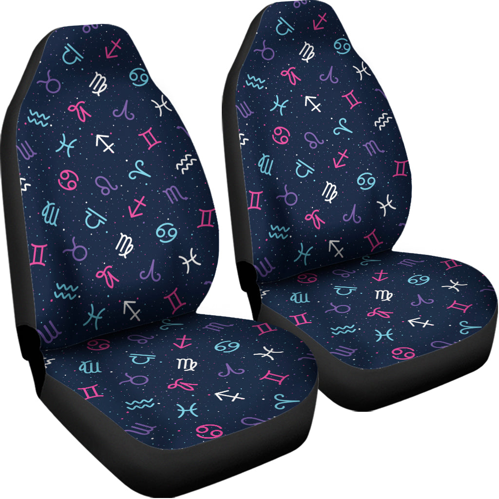 Colorful Zodiac Symbols Pattern Print Universal Fit Car Seat Covers