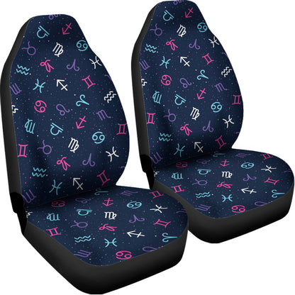 Colorful Zodiac Symbols Pattern Print Universal Fit Car Seat Covers