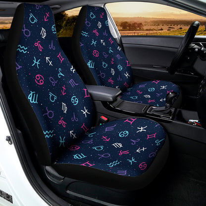 Colorful Zodiac Symbols Pattern Print Universal Fit Car Seat Covers