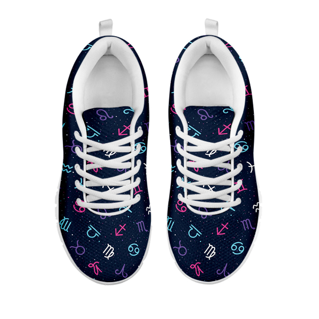 Colorful Zodiac Symbols Pattern Print White Sneakers