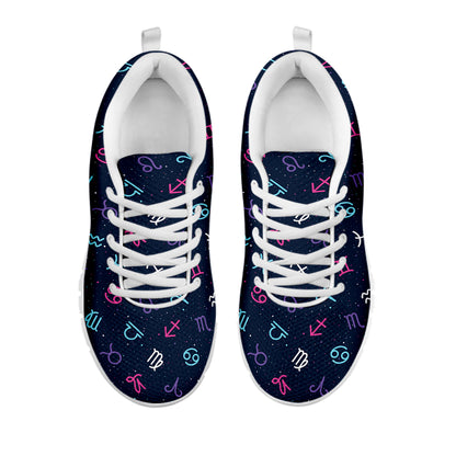 Colorful Zodiac Symbols Pattern Print White Sneakers
