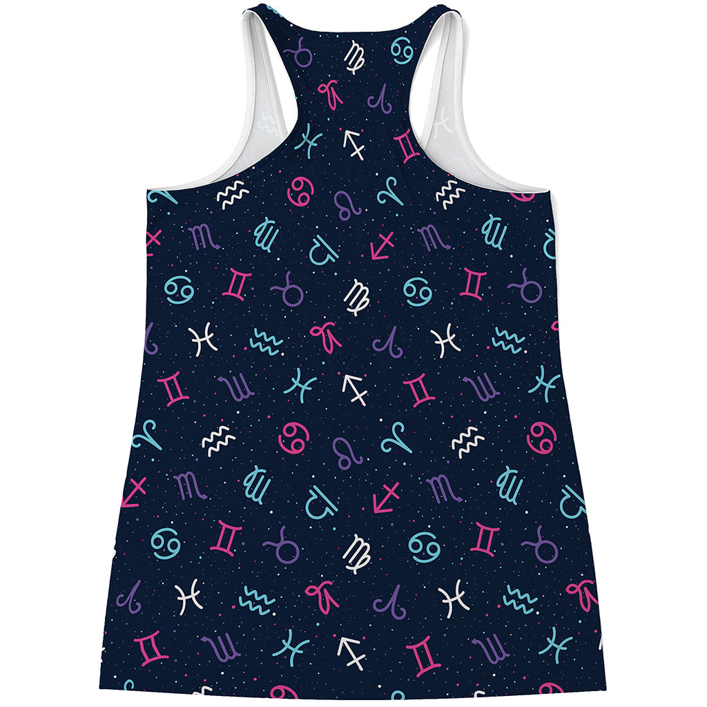 Colorful Zodiac Symbols Pattern Print Women's Racerback Tank Top