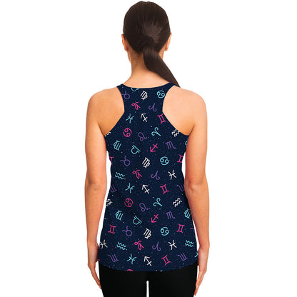 Colorful Zodiac Symbols Pattern Print Women's Racerback Tank Top