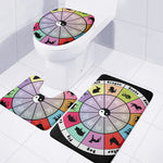 Colourful Chinese Zodiac Wheel Print 3 Piece Bath Mat Set