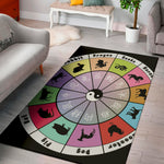 Colourful Chinese Zodiac Wheel Print Area Rug