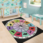 Colourful Chinese Zodiac Wheel Print Area Rug