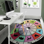 Colourful Chinese Zodiac Wheel Print Area Rug
