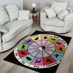 Colourful Chinese Zodiac Wheel Print Area Rug