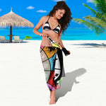 Colourful Chinese Zodiac Wheel Print Beach Sarong Wrap