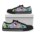 Colourful Chinese Zodiac Wheel Print Black Low Top Sneakers