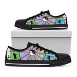 Colourful Chinese Zodiac Wheel Print Black Low Top Shoes 