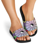Colourful Chinese Zodiac Wheel Print Black Slide Sandals