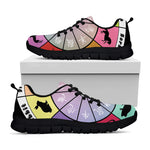 Colourful Chinese Zodiac Wheel Print Black Sneakers