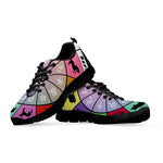 Colourful Chinese Zodiac Wheel Print Black Sneakers