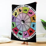 Colourful Chinese Zodiac Wheel Print Blanket