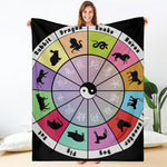 Colourful Chinese Zodiac Wheel Print Blanket