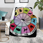 Colourful Chinese Zodiac Wheel Print Blanket