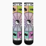 Colourful Chinese Zodiac Wheel Print Crew Socks