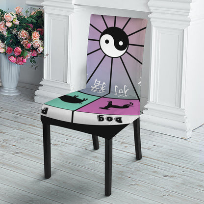 Colourful Chinese Zodiac Wheel Print Dining Chair Slipcover