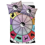 Colourful Chinese Zodiac Wheel Print Duvet Cover Bedding Set