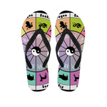 Colourful Chinese Zodiac Wheel Print Flip Flops