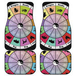 Colourful Chinese Zodiac Wheel Print Front and Back Car Floor Mats