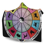 Colourful Chinese Zodiac Wheel Print Hooded Blanket