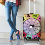 Colourful Chinese Zodiac Wheel Print Luggage Cover