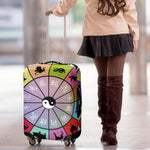 Colourful Chinese Zodiac Wheel Print Luggage Cover