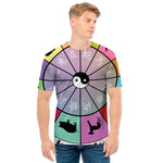 Colourful Chinese Zodiac Wheel Print Men's T-Shirt