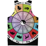 Colourful Chinese Zodiac Wheel Print Men's Tank Top