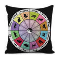 Colourful Chinese Zodiac Wheel Print Pillow Cover