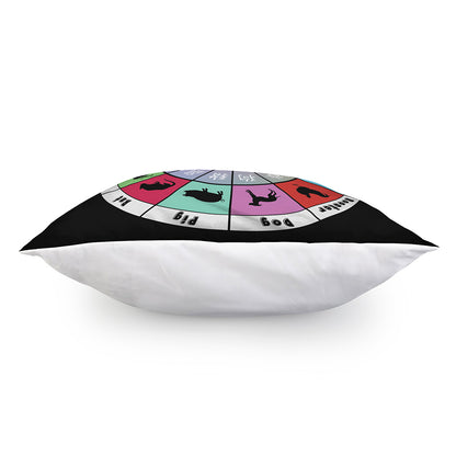 Colourful Chinese Zodiac Wheel Print Pillow Cover