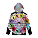 Colourful Chinese Zodiac Wheel Print Pullover Hoodie