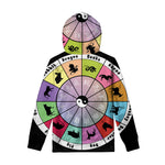 Colourful Chinese Zodiac Wheel Print Pullover Hoodie
