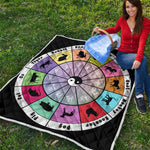 Colourful Chinese Zodiac Wheel Print Quilt